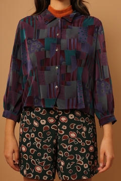 Blusa estampada ombreira vintage - comprar online