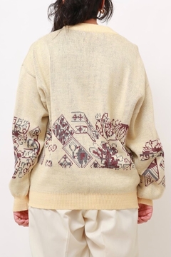 pulover creme estampa roxinha vintage - comprar online