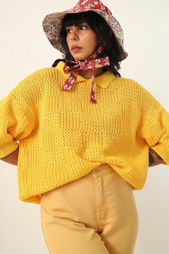 Pulôver tricot grosso amarelo