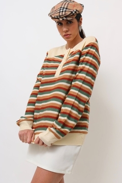 Blusa listras tricot bolso vintage 70´s na internet