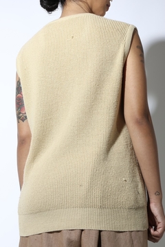Pulôver tricot vintage gola V bege  na internet