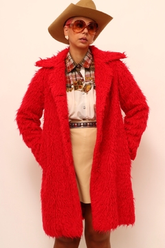 Casaco pelucia vermelho vintage - comprar online