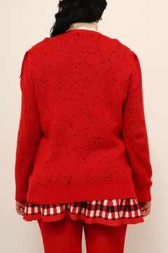 Pulover vermelho estampa preta manga princesa - comprar online
