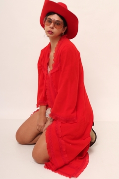 robe vermelho transparencia vintage