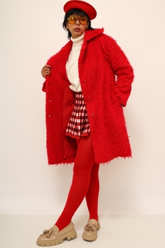 Casaco pelucia vermelho vintage - loja online