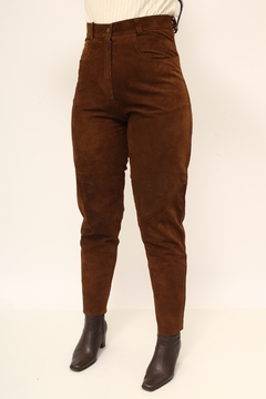 Calça cintura alta couro marrom - comprar online