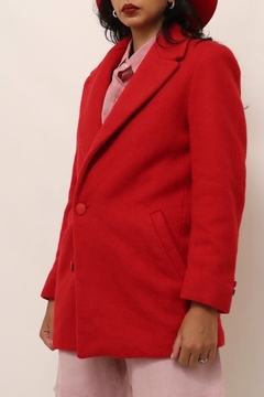 casaco lã forrado vermelho vintage - Capichó Brechó