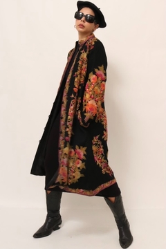 Casaco longo bordado forrado oriental flores na internet