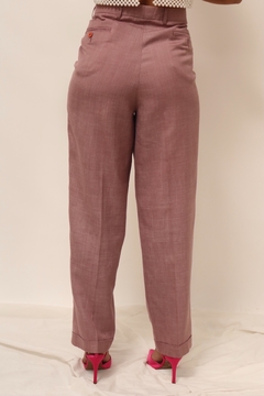 Calça roxa cintura mega alta 100% linho - comprar online