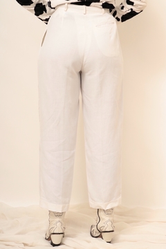 Calça cintura alta branca linho - loja online