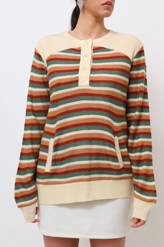 Imagem do Blusa listras tricot bolso vintage 70´s