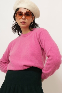 Tricot pulover rosa lã vintage macio