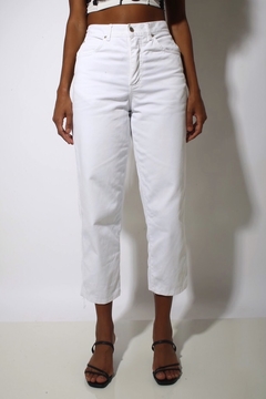 Calça jeans branca cintura alta vintage - comprar online