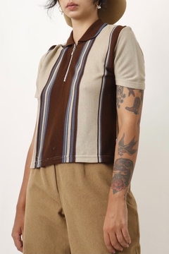 cropped bicolor tricot ziper vintage na internet