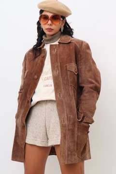 jaqueta couro camurça marrom vintage na internet
