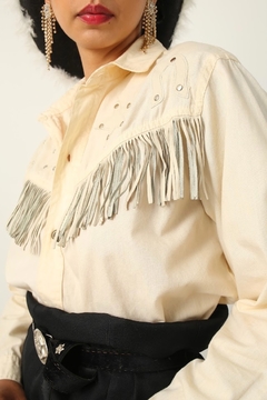 Camisa cowboy ferradura detalhe couro - Capichó Brechó