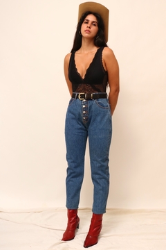 Calça jeans cintura alta botões vintage - Capichó Brechó