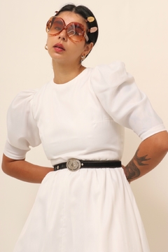 Vestido branco manga bufante rodado vintage 60´s na internet