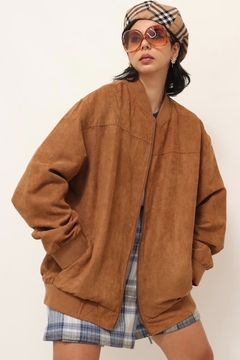 Jaqueta camurça (fake) marrom forrada na internet