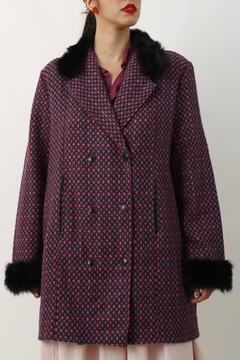 casaco roxo estampa pelucia gola e manga - loja online