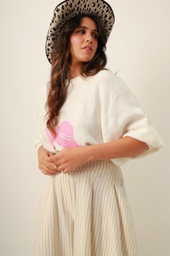 Tricot chapeu rosa manga bufante - comprar online