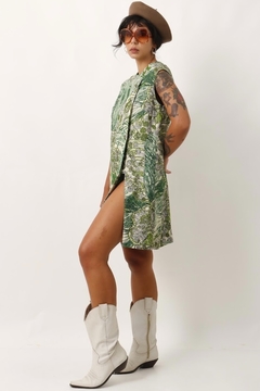 vestido fenda verde brilho vintage - loja online