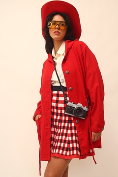 Casaco vermelha caouz manga longa vintage