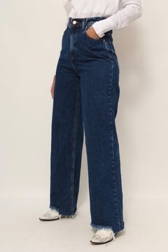 Calça jeans cintura alta recorte bolso - loja online