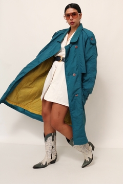 trench coat estilo capa nylon forrado vintage - loja online