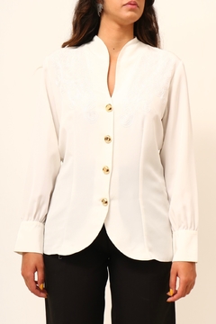 Camisa branca bordado western vintage - loja online