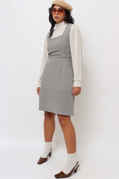 vestido vintage de bolinha ajustado poliester - comprar online