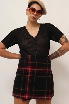 blusa tricot preta teansparencia vintage