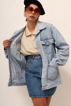 Jaqueta estilo parka jeans com bordado costas - comprar online
