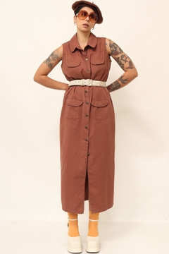 Vestido marrom longo vintage 90´s - loja online