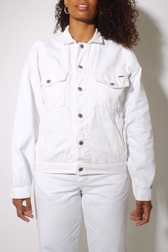 Jaqueta jeans grosso branca vintage original - comprar online