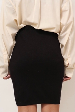 Imagem do Saia tricot preta 100% acrilico cintura alta