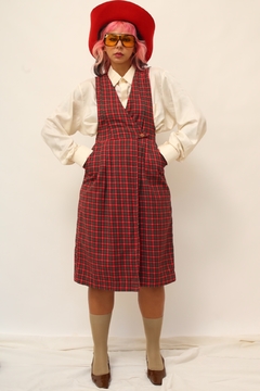 Vestido xadrez salopete vintage Capich Brech