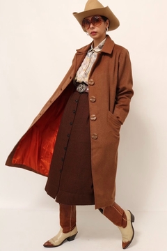 casaco marrom longo forrado - loja online