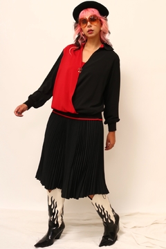 Blusa traspassado vermelho com preto joaninha - loja online