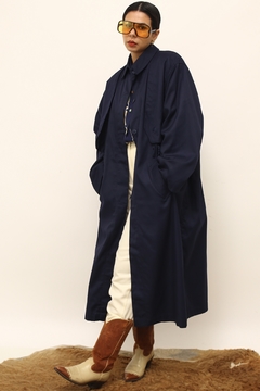 Trench coat azul marinho forrado cinto - loja online