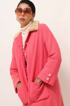 casaco rosa com gola pelucia vintage - comprar online