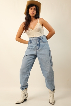 calça jeans cintura mega alta recorte lateral - comprar online