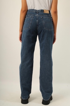 Calça jeans reta azul cintura media - comprar online