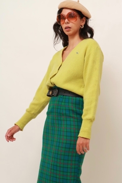 cardigan lã lacoste verde limao vintage - comprar online