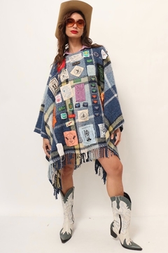 poncho bordado vintage patches na internet