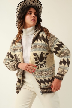Casaco lã bem pesado com capuz vintage - loja online