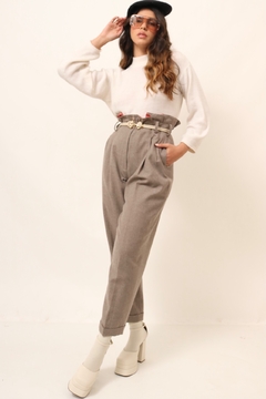 Calça cenoura lã cintura alta CINZA vintage ( PESPCTIVA) - comprar online