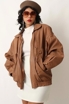 jaqueta couro marrom forrada vintage