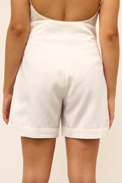 Shorts linho branco cintura alta - loja online