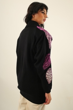 Casaco tricot ombreira recortes lilas na internet